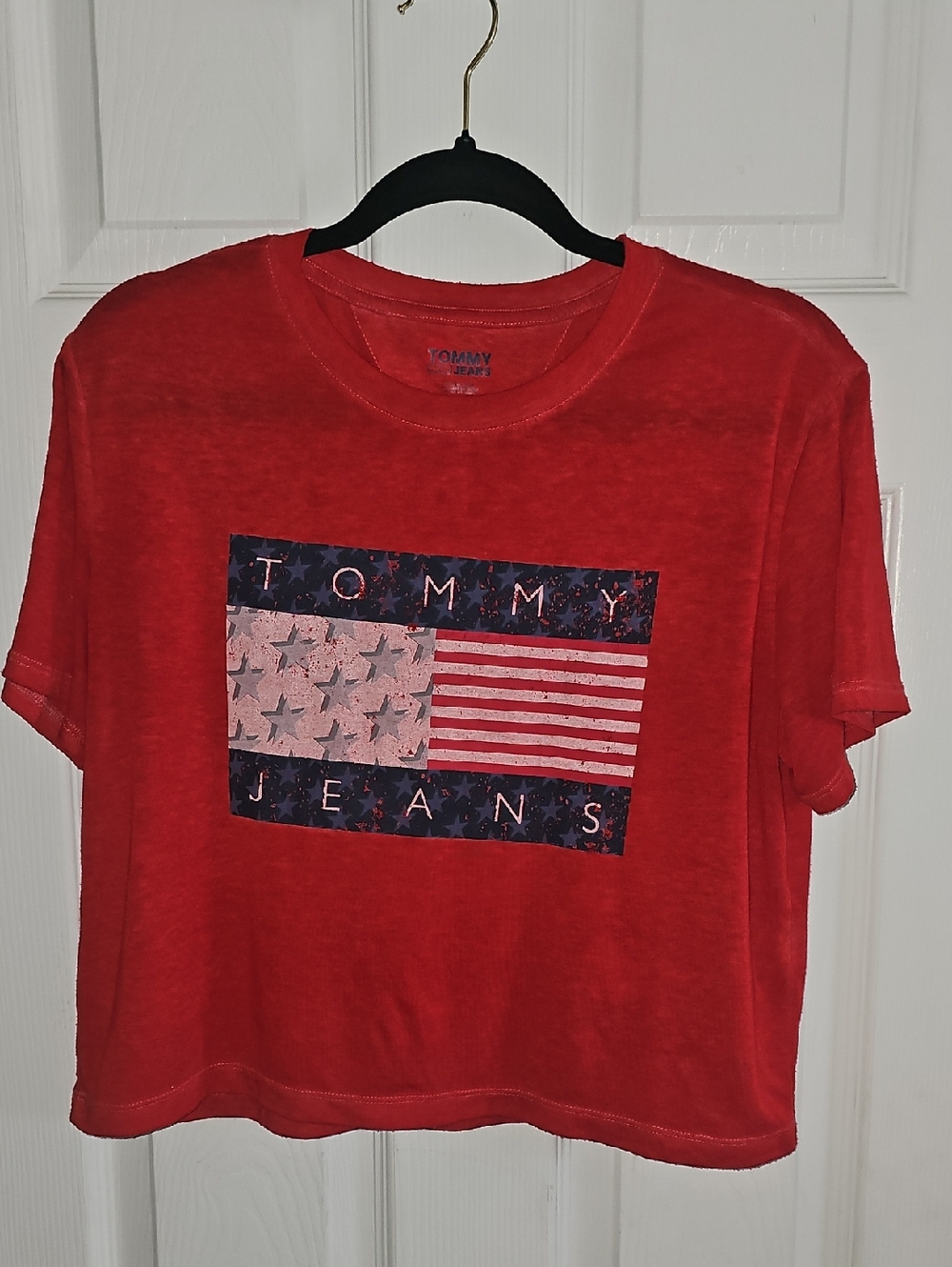 Tommy Jeans Red Flag Graphic Crop Tee
